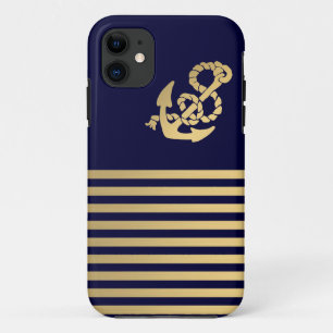 Coque Case-Mate iPhone Rayure d'or avec l'ancre d'or
