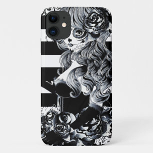 Case-Mate iPhone Case Rayure noire et blanche Jour des morts Crâne de su