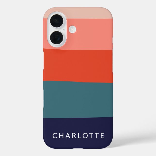 Coques Case-Mate iPhone Rayures abstraites larges personnalisées Navy et R (Verso)