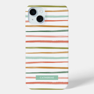 Coque Case-Mate iPhone Rayures Aquarelle Nom Personnalisé