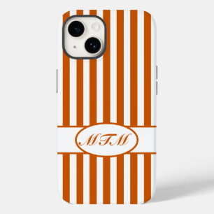 Coque Pour iPhone 14 Rayures automnales brûlées avec le monogramme