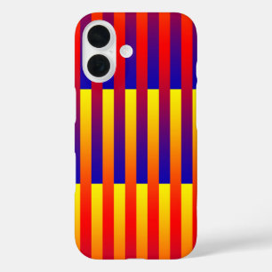 Coque Pour iPhone 16 Rayures Bleu Rouge Jaune