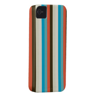 Coque iPhone 4 rayures bleues brun chocolat et d'aqua