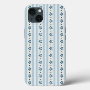 Case-Mate iPhone Case Rayures Bleues Clair Et Fleurs