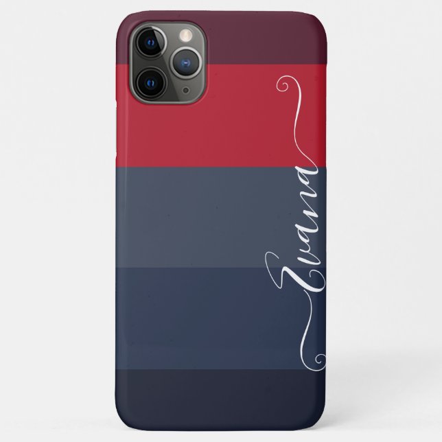 Coques Case-Mate iPhone Rayures Bleues et Navy Bloc de Couleurs Personnali (Dos)