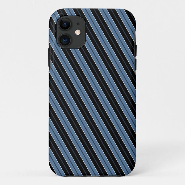 Coques Case-Mate iPhone Rayures bleues noires blanches en diagonale (Dos)