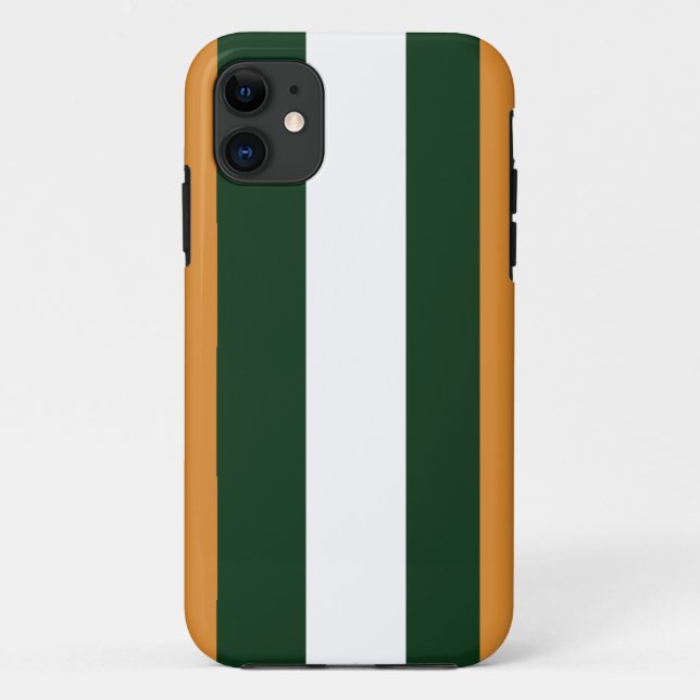 Coques Case-Mate iPhone rayures Brown, vert foncé et blanches (Dos)