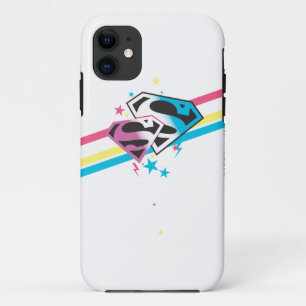 Coque iPhone 11 Rayures d'arc-en-ciel de Supergirl