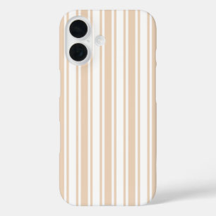Coque Pour iPhone 16 Rayures de bonbon beige et blanc