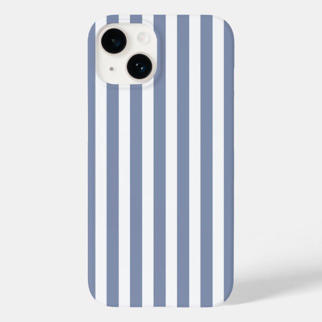 Coques Case-Mate iPhone Rayures de bonbon bleu gris et blanc (Verso)