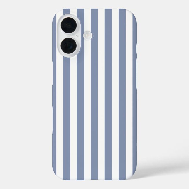 Coques Case-Mate iPhone Rayures de bonbon bleu gris et blanc (Verso)