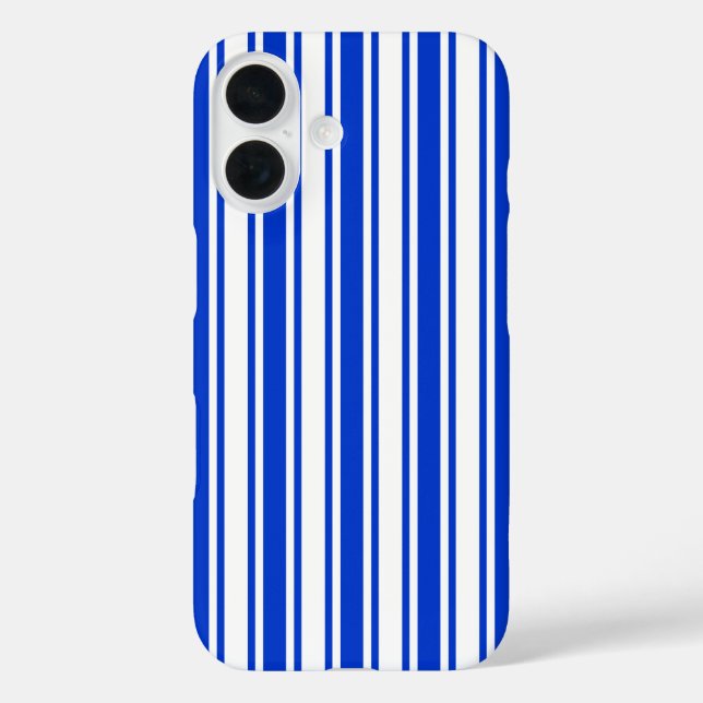Coques Case-Mate iPhone Rayures de bonbon bleues royales et blanches (Verso)