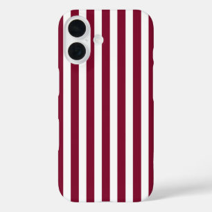 Coque Pour iPhone 16 Rayures de bonbon bordeaux et blanc
