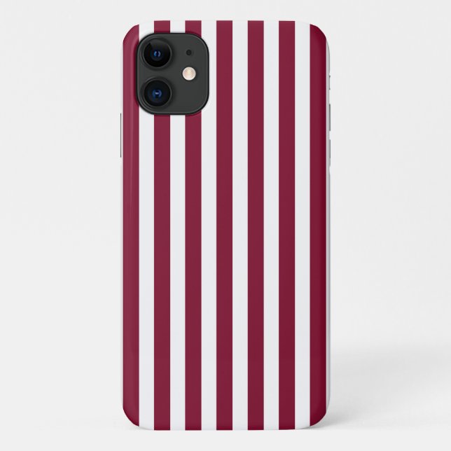 Coques Case-Mate iPhone Rayures de bonbon bordeaux et blanc (Dos)