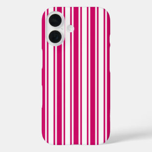Coque Pour iPhone 16 Rayures de bonbon cerise et blanc