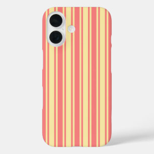 Coque Pour iPhone 16 Rayures de bonbon corail et jaune