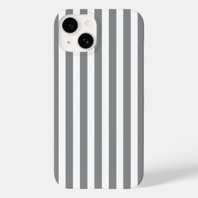 Coques Case-Mate iPhone Rayures de bonbon grises et blanches (Verso)