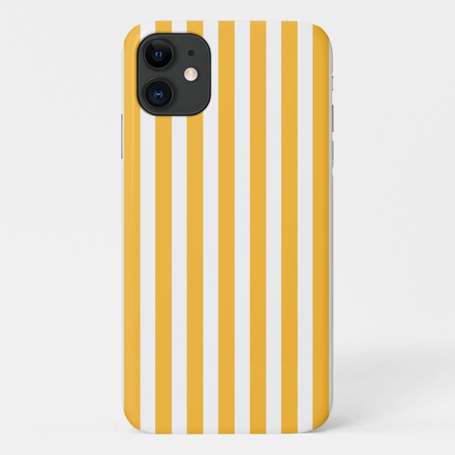 Coques Case-Mate iPhone Rayures de bonbon jaunes et blancs ensoleillés (Dos)