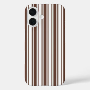 Coque Pour iPhone 16 Rayures de bonbon marron chocolat et blanc