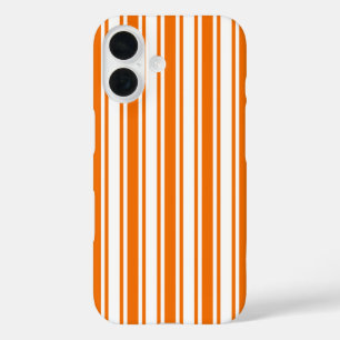 Coque Pour iPhone 16 Rayures de bonbon orange et blanc