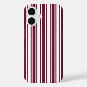 Coque Pour iPhone 16 Rayures de bonbon rouge burgundy et blanc