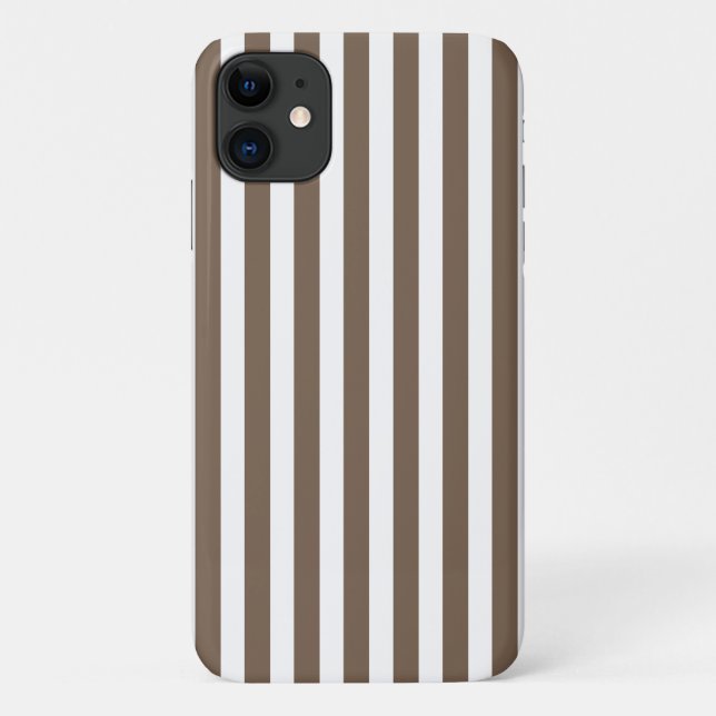 Coques Case-Mate iPhone Rayures de bonbon taupe et blanc (Dos)