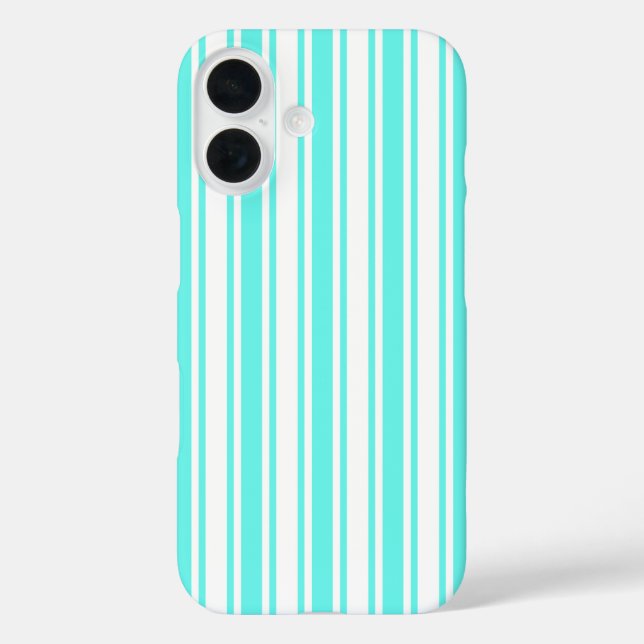 Coques Case-Mate iPhone Rayures de bonbon turquoise et blanc (Verso)