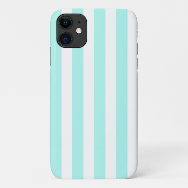 Coques Case-Mate iPhone Rayures de bonbon turquoise et blanc (Dos)