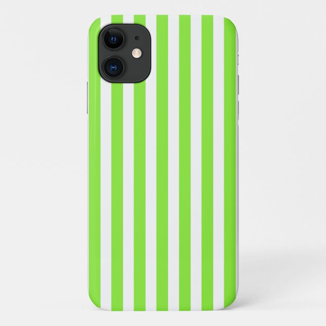 Coques Case-Mate iPhone Rayures de bonbon vert citron et blanc (Dos)