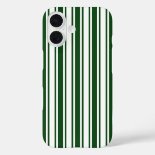 Coque Pour iPhone 16 Rayures de bonbon vert foncé et blanc
