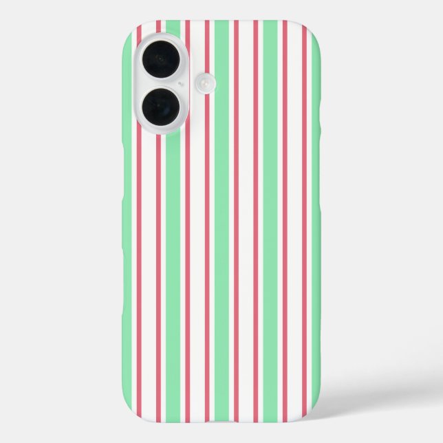 Coques Case-Mate iPhone Rayures de bonbon vert menthe, rose et blanc (Verso)