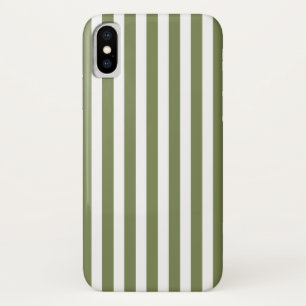 Case-Mate iPhone Case Rayures de bonbon vert olive et blanc