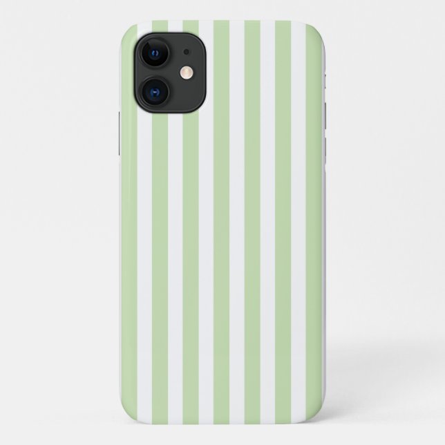 Coques Case-Mate iPhone Rayures de bonbon vert pâle et blanc (Dos)