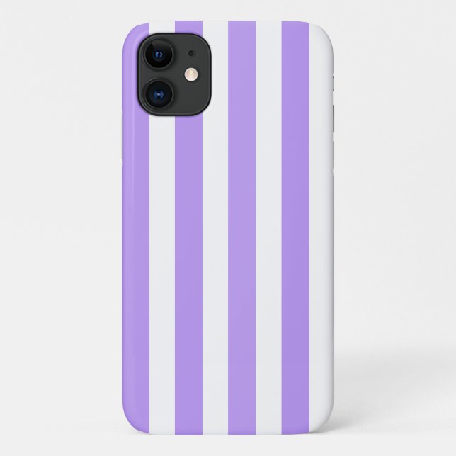 Coques Case-Mate iPhone Rayures de bonbon violettes et blanches (Dos)