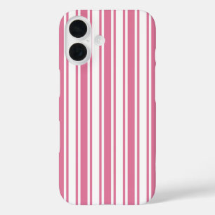 Coque Pour iPhone 16 Rayures de bonbons roses et blancs