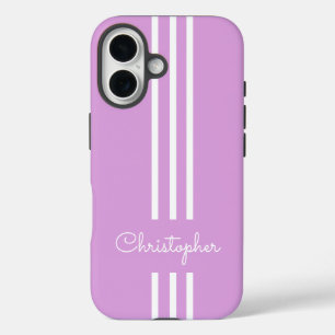 Coque Pour iPhone 16 Rayures de course tendance moderne monogrammées