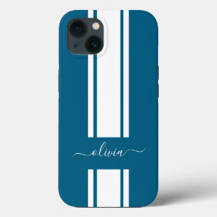 Case-Mate iPhone Case Rayures de course tendance moderne monogrammées