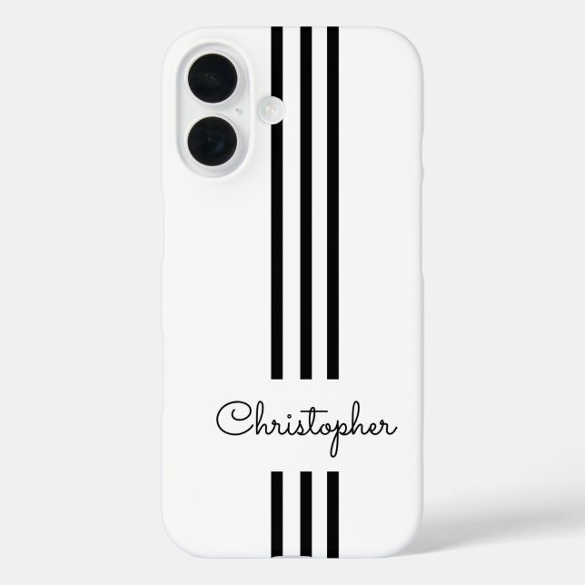 Coques Case-Mate iPhone Rayures de course tendance moderne monogrammées  (Verso)