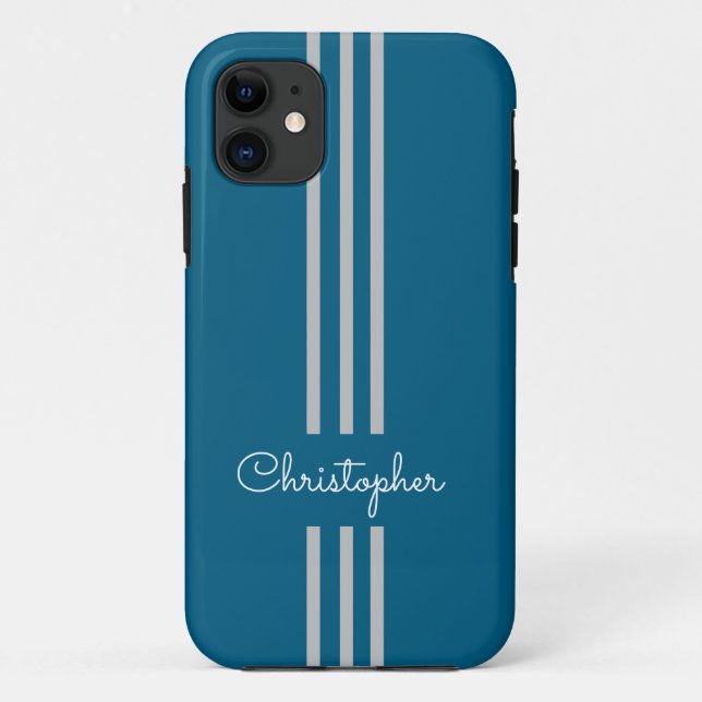 Coques Case-Mate iPhone Rayures de course tendance moderne monogrammées  (Dos)