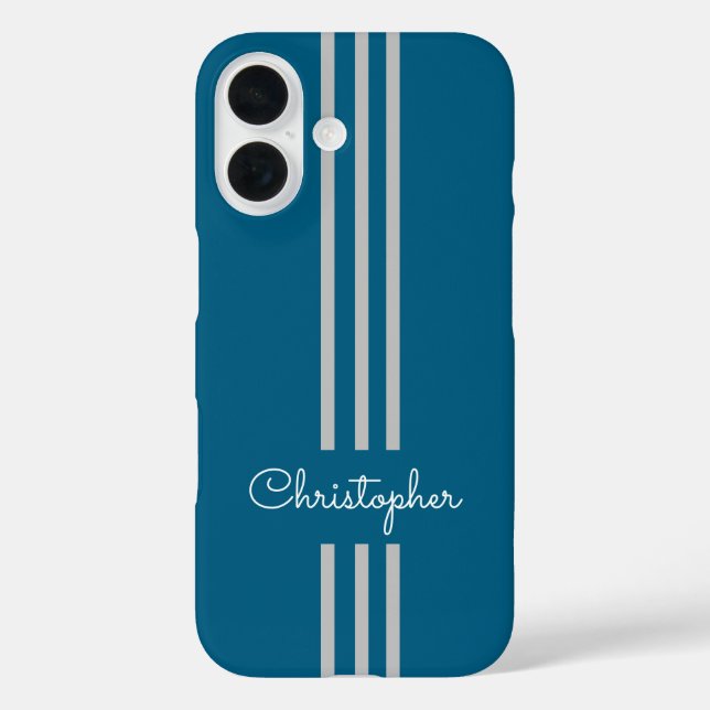 Coques Case-Mate iPhone Rayures de course tendance moderne monogrammées  (Verso)