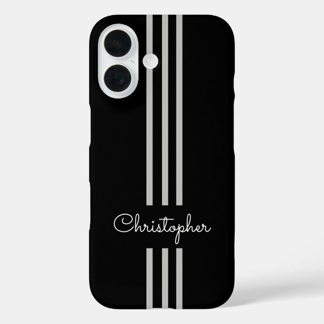 Coques Case-Mate iPhone Rayures de course tendance moderne monogrammées  (Verso)