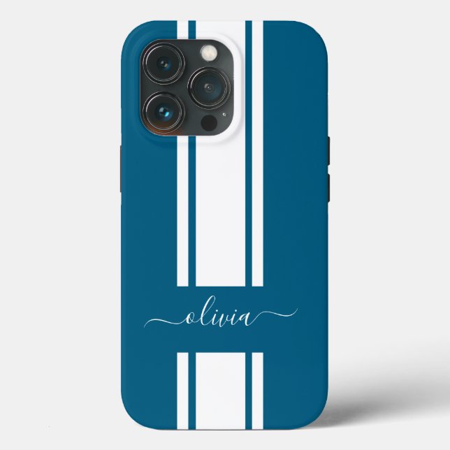 Coques Case-Mate iPhone Rayures de course tendance moderne monogrammées  (Verso)