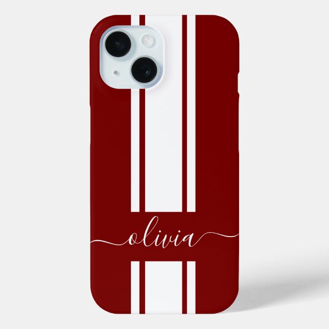 Coques Case-Mate iPhone Rayures de course tendance moderne monogrammées  (Verso)