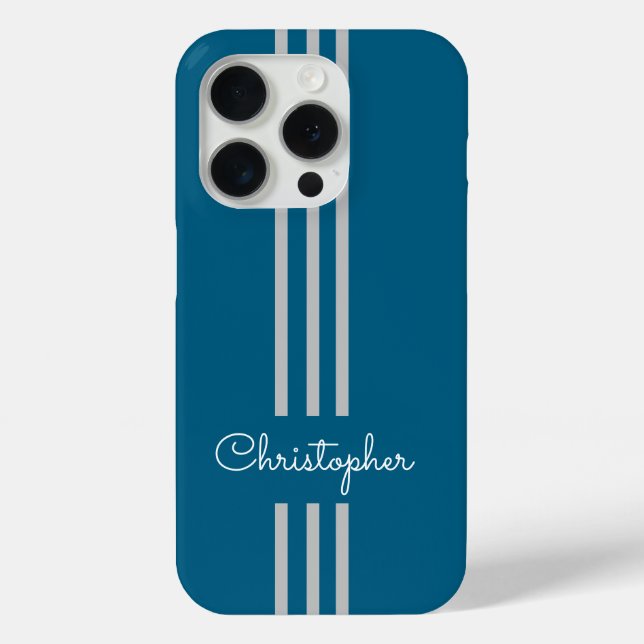 Coques Case-Mate iPhone Rayures de course tendance moderne monogrammées  (Verso)
