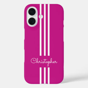 Coque Pour iPhone 16 Rayures de course tendance moderne monogrammées