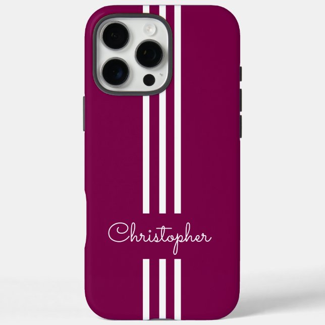Coques Case-Mate iPhone Rayures de course tendance moderne monogrammées  (Verso)