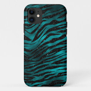 Case-Mate iPhone Case Rayures de tigre ombré sarcelle et noir pailleté G