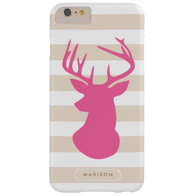 Coques Case-Mate iPhone Rayures de toile de tête rose chique de cerfs (Dos)