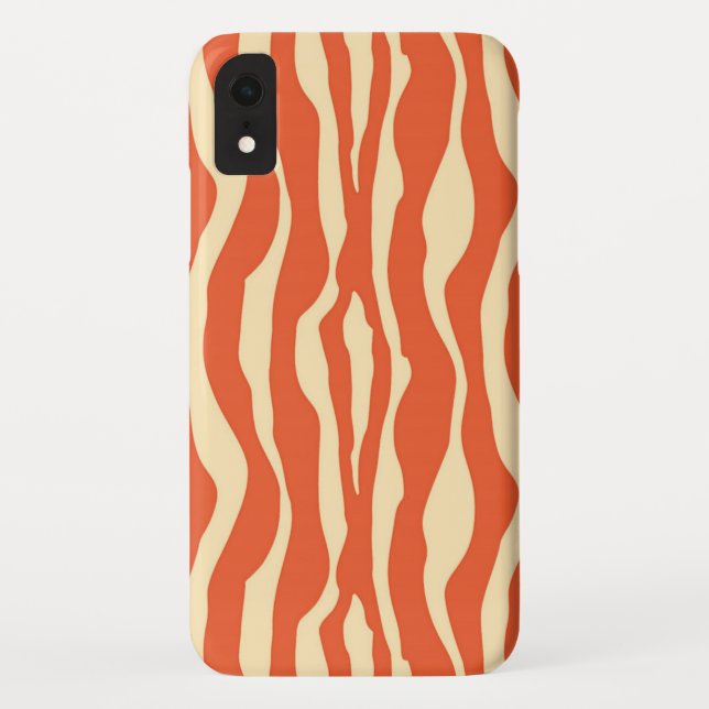 Coques Case-Mate iPhone Rayures de zèbre - Mandarin et orange clair (Dos)