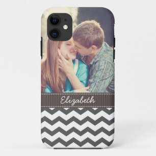 Coque Case-Mate Pour iPhone Rayures de zigzag de gris de charbon de bois de